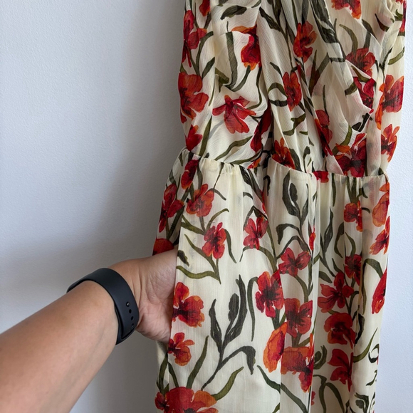 Aritzia LittleMoon Floral Jumpsuit Sleeveless Cross Front Open Back Wide-Leg Sz2 - Picture 10 of 14